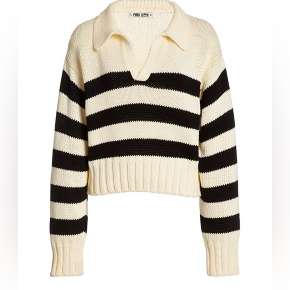 Sincerly Jules Sweaters - Sincerely Jules Black and Tan Striped  Sweater Size Medium NWOT